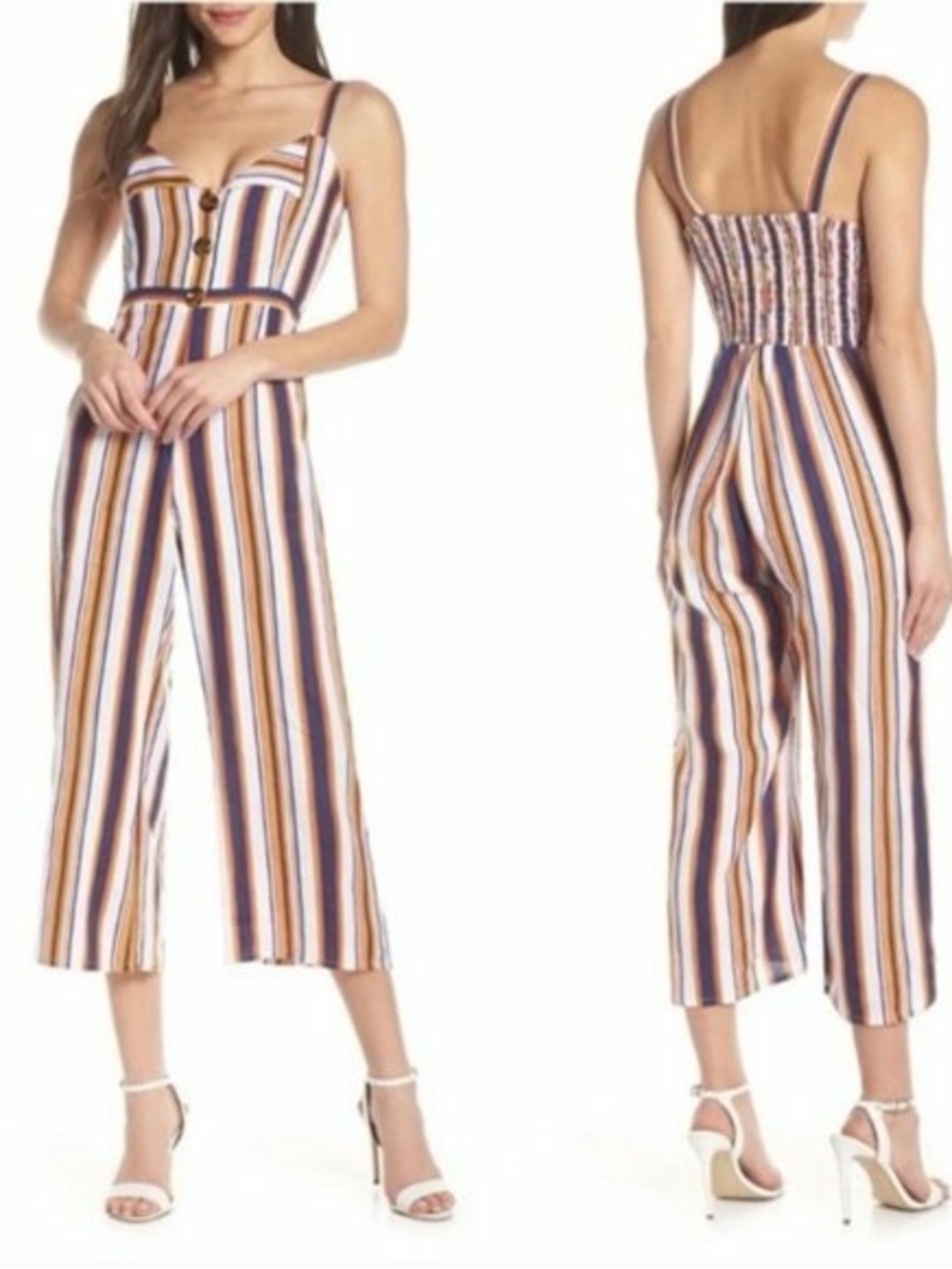 Faithfull the Brand Scout Striped Jumpsuit in Navy, Mustard & White